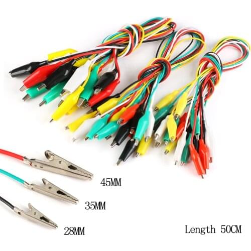 10Pcs Crocodile clip number 45/35/28mm Double-ended Crocodile Clips Cable Alligator Clips Wire Testing Wire Clip length 50cm