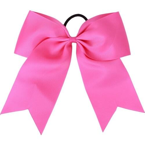10Pcs/Lot 8'' Large Pink Cheer Bows Elastic Hair Rubber Band Girls Ponytail Hair Tie Breast Cancer Awareness Ribbon Bow Headwear