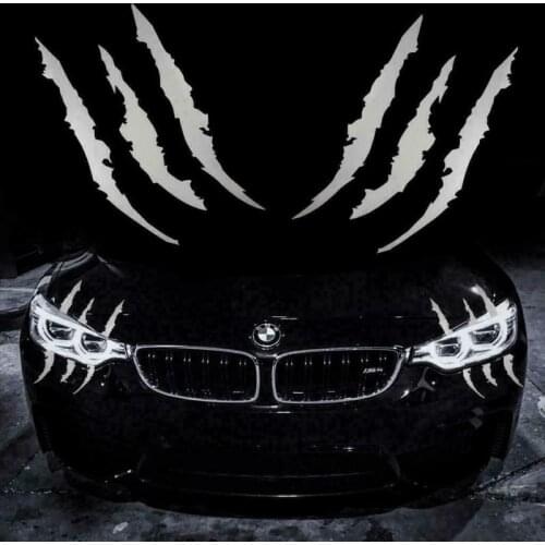 2 Pcs Christmas Funny Car Sticker Monster Claw Scratch Decal Reflective Sticker For Car Headlight Decor