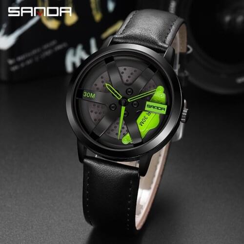2021 SANDA Fashion Quartz Men Watches Top Brand Luxury Male Clock Leather Strap Mens Wrist Watch Hodinky Relogio Masculino