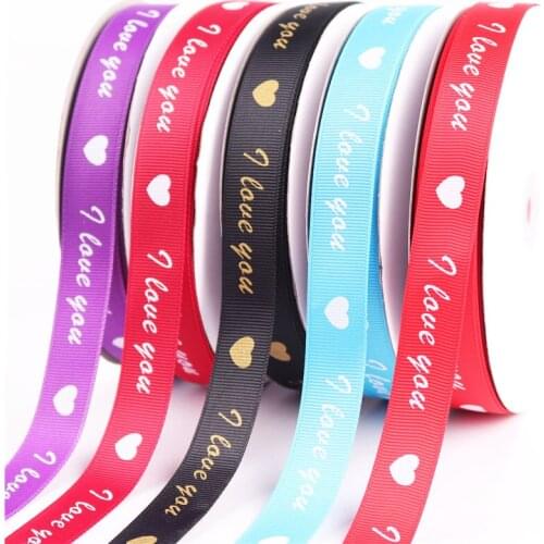 5Yards/Roll Ribbon with love words wedding Decorations DIY Grosgrain Ribbons Bow Gifts Card Wrapping Supplies 20mm JJ121