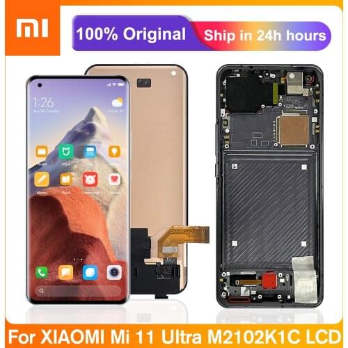 6.81'' Original Screen For Xiaomi Mi 11 Ultra LCD Display Touch Panel Screen Digitizer With frame For Xiaomi 11 Ultra M2102K1G