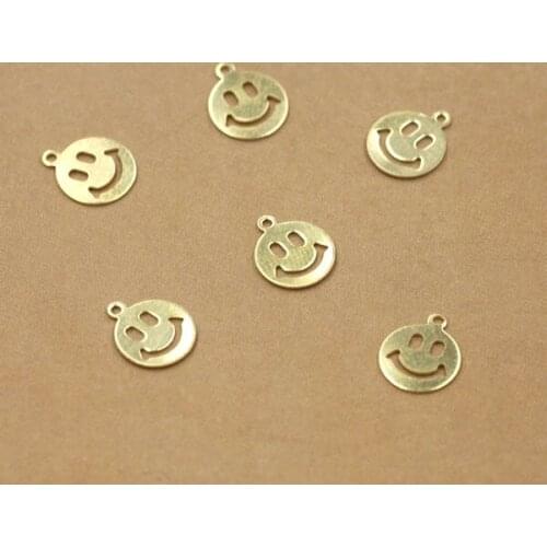 8mm Raw Brass tone Tiny Charms Blank Brass European Charms Vintage Filigree Circle Smile Links Jewelry DIY Findings