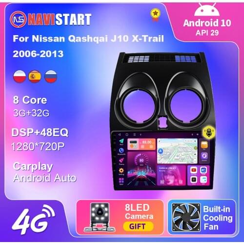 Multimedia Carplay For Nissan Qashqai J10 X-Trail 2006-2013 GPS Navigation Android 10 2 Din WiFi IPS 8core Car Radio Rear Camera