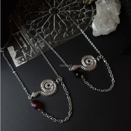 Gothic Snake Chain Crystal Necklace Serpent Large Snakes Victorian Occult Witchy Pagan Jewelry Statement Women Gift Pendant Goth