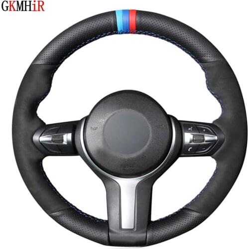 Black Genuine Leather Suede Car Steering Wheel Cover For BMW 1 Series F20 F21 M135i M140i M235i M240i X1 F48 X2 F39 X3 F25
