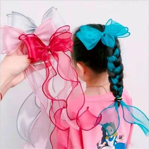 Children Cute Colors Ribbon Lace Bow Ornament Hair Clips Girls Lovely Sweet Barrettes Hairpins Kids Hair Accessories