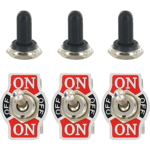 EE support 3 X Heavy Duty 20A 125V SPDT 3 Term (ON)-OFF-(ON) Momentary Toggle Switch Boot Universal Car Accessories