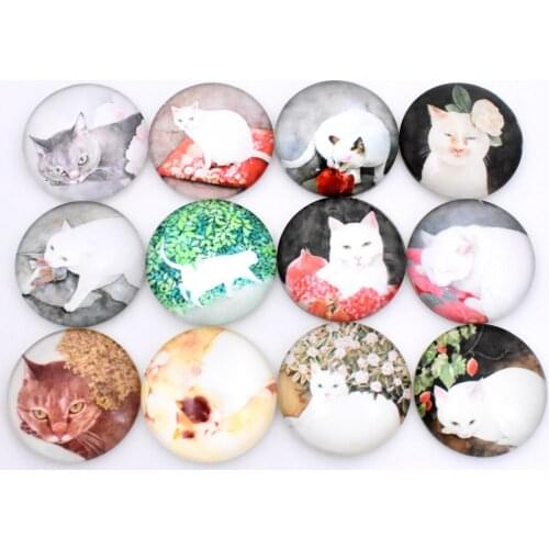 Hot Sale 10pcs 20/25mm Mixed Handmade Photo Glass Cabochons (Cat series)