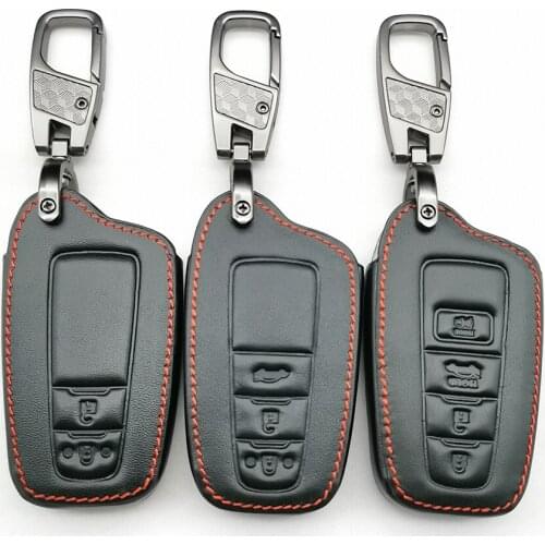 Leather Car Key Cover For Toyota Camry Chr Corolla Rav4 Avalon Land Cruiser Prado Prius Remote 2018 2019 2020 Case Accessories