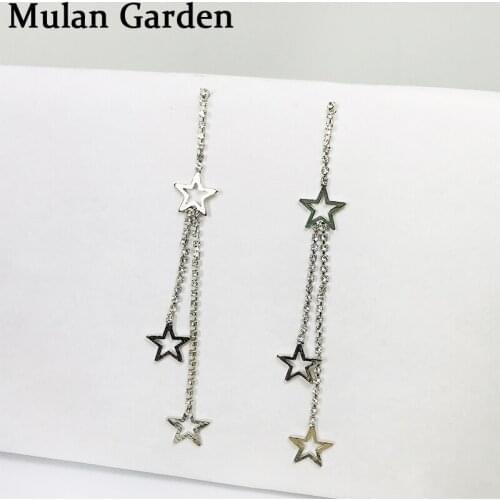 M&G Trendy Zircon Chain Tassel Earrings for Women Creative Star Pendant Elegant Dangle Earrings Fashion Jewelry Accessories Gift
