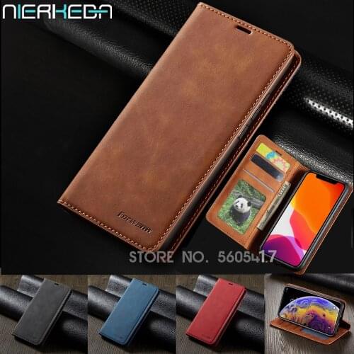 Retro Magnetic Flip Leather Case for iPhone 12 Mini 11 Pro Xs Max XR X 8 7 6 6s Plus 5S SE 2020 Cards Holder Wallet Stand Cover