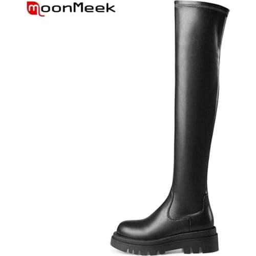 MoonMeek 2022 New Arrival High Heels Platform Boots Over The Knee Boots Popular Fashion Cow Leather Boots Women Winter Shoes