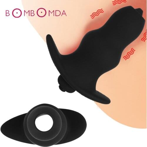 Hollow Anal Butt Plug Expander Anal Dilator Bullet Vibrator Sex Toy for Woman Men Enema Soft Speculum Prostata Massage Vibrator