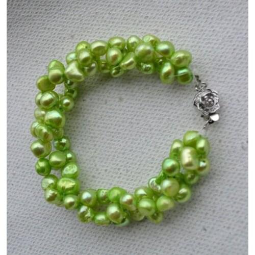 Stunning Wedding Pearl Bracelet 6-7mm Peak Green Freshwater Pearl Bracelet Bridal Party Women Gift Fashion Jewelry New Arrival