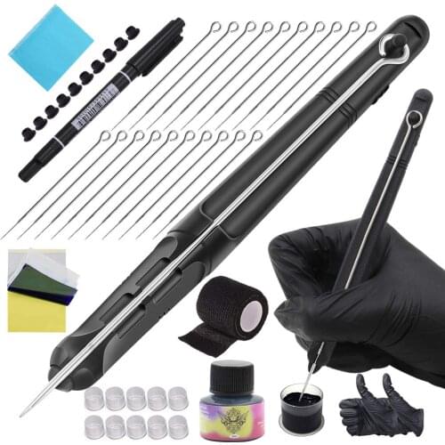 Hand Poke and Stick Tattoo Kit - Professional Hand Poke Pen Tattoo Kit DIY Tattoo Kit Tattoo Needles Tattoo Ink Clean & Safe Sti