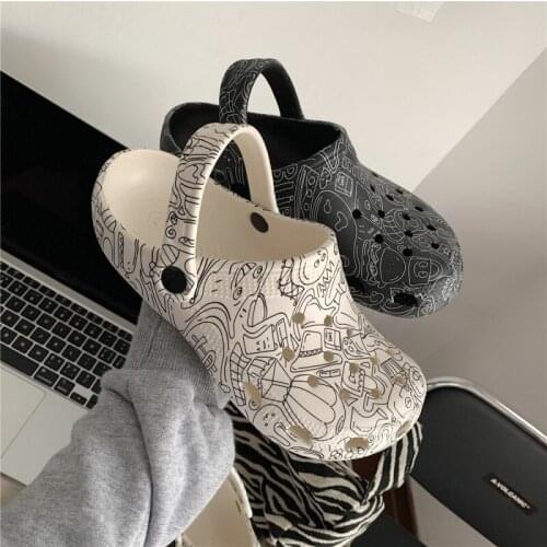 Lovely Women Slippers Shose Printed Soft Bottom Home Slippers Summer Sandals Slides Hollow Out Beach Shoes Flip Flops Female