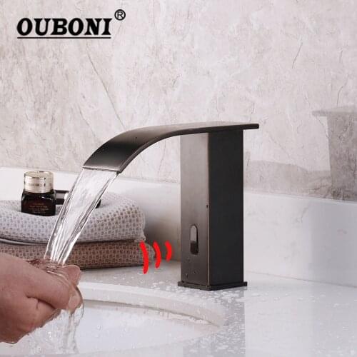 OUBONI ORB Automatic Sensor Bath Faucet Bathroom Basin Sink Faucet Oil Rubbed Bronze Touch-Free Infrared Basin Water Mixer Tap