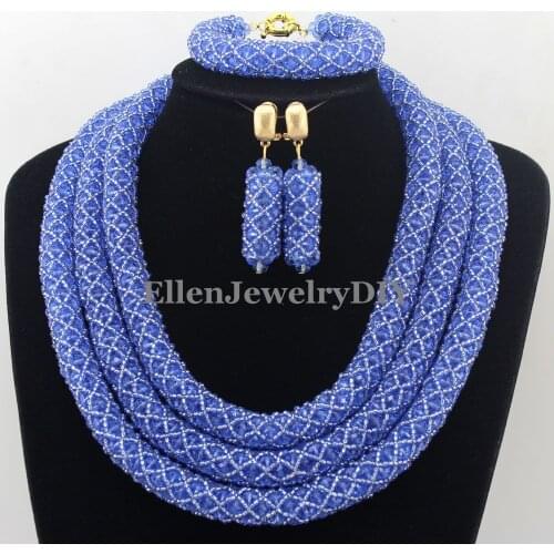 Stylish Nigerian Wedding African Beads Jewelry Set Handmade Indian Dubai Bridal Necklace Sets Free Shipping W12695