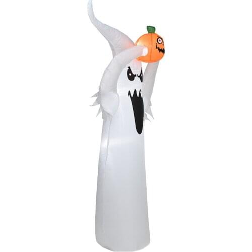 Glowing Little Ghost Lifts Pumpkin with Lights Halloween Inflatable Inflatable Haunted House Horror Props Inflatable Toy