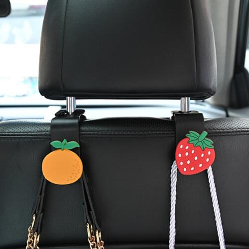 2pcs Creative Cartoon Car Seat Back Hook Cute Universal Headrest Mount Storage Interior Accessries Hanger for Clothes