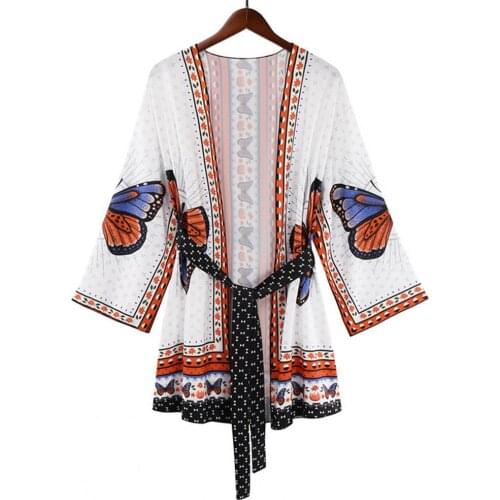 Ethnic Style Mini Dress Deep V-neck Breathable Long Sleeve Women Laced Print Dress for Summer