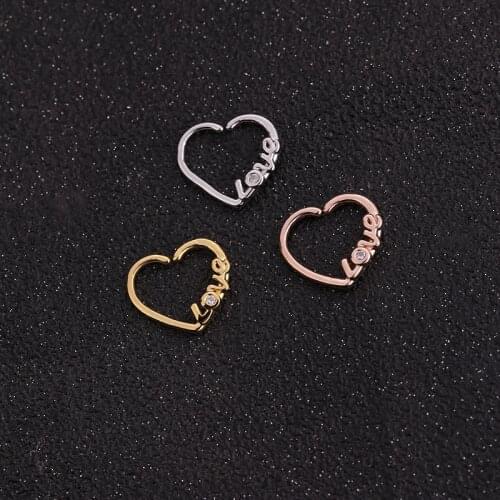1PC Heart Letter Stud Earrings for Women Hoop Love Cartilage Helix Tragus Daith Conch Rook Snug Lobe Earring Piercing Jewelry
