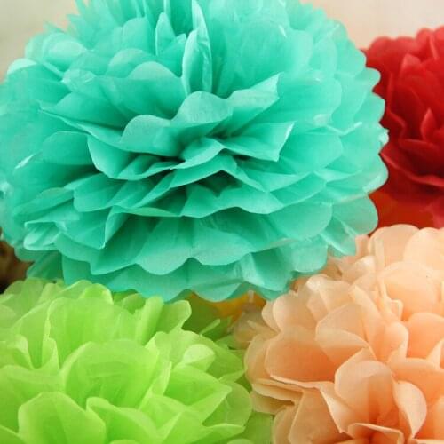 10pcs/lot 10 inch 25CM Tissue Paper Pom Poms 24 colors Handmade Paper Flowers Ball For Wedding & Home Decoration