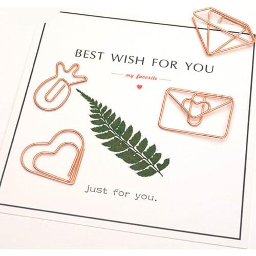 1000 pcs New Arrival Rose gold Electroplating pineapple goblet Heart Shape Paper Clips Funny Bookmark Marking Clips