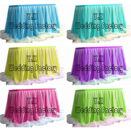 2M lot Ice Silk Table Skirt With Tutu Swag Drape For Wedding Event Decoration