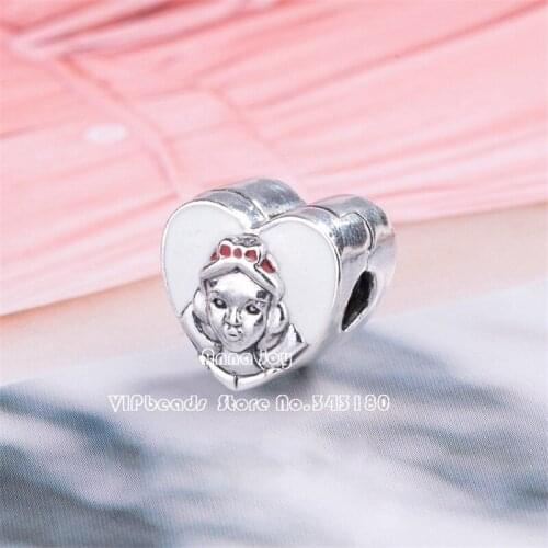 2018 Autumn New Sterling Silver Snow White Portrait Charm With Mixed Enamel Fits All European DIY Bracelets Necklaces