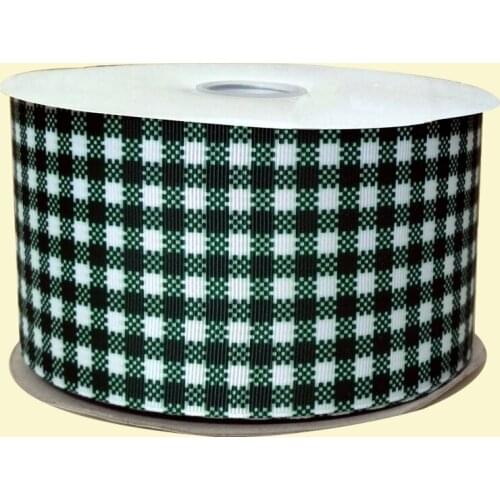 3" inch 75 mm 7.5 cm green Scottish lattice free shipping printed grosgrain ribbon for gift packing