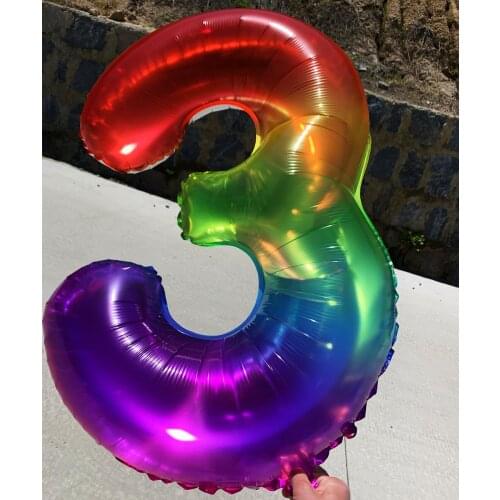 40inch Rainbow Number Foil Balloons Confetti Rainbow Cloud Ballon Baby Shower Decoration Helium Balloons Wedding Supplies Globos