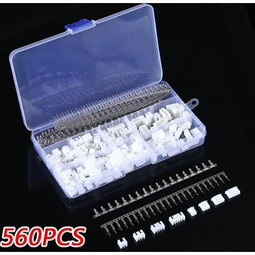560Pcs Terminals Plastic Housing Pin Header JST Connector Male Female Wire Connectors Adaptor XHP 2.54mm Pitch Terminal Kit