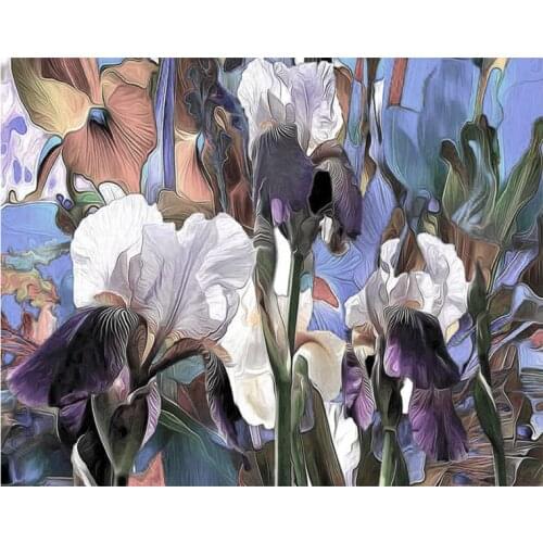 DIY 5D Diamond Painting Abstract Iris Flower Drill Cross Stitch Diamond Mosaic Diamond Embroidery Rhinestone Decor GJ715