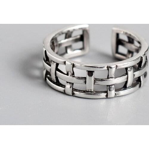 Bohemia Vintage Woven Grid Opening Resizable Finger Ring Lady Cocktail Party Club Ring Wedding Engagement Anniversary Gift