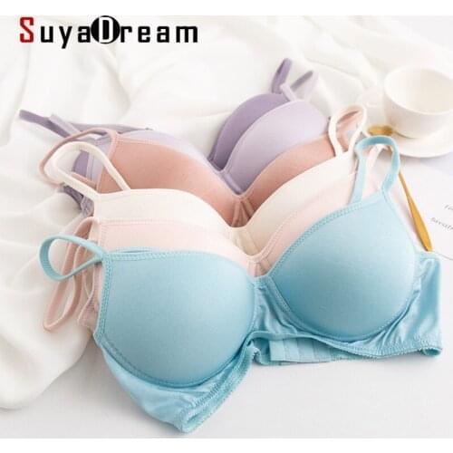 SuyaDream Women SILK Bras Wireless Bralette Seamless Bra invisible 100% REAL SILK Healthy Underwear