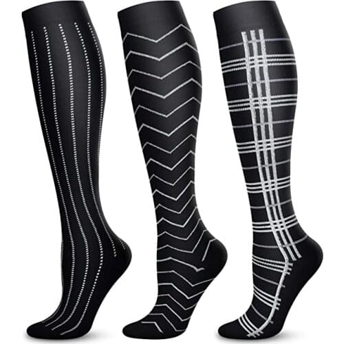 Compression Stockings Unisex Black Dot Striped Shaped Socks Men Women Anti-slip Outdoor Prevent Varicose Veins Reduce Fatigue
