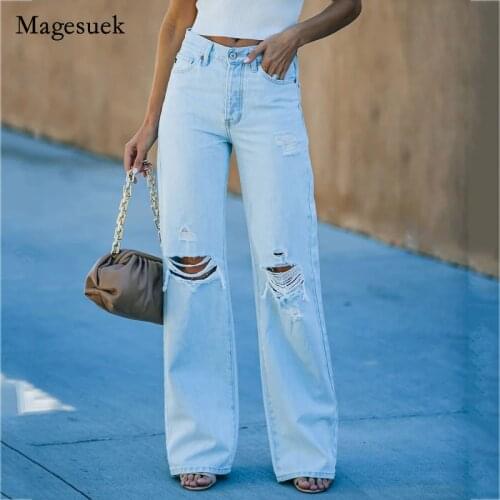Wide Leg Denim Pants Woman Jeans High Waist Clothes Blue Streetwear Vintage Quality 2021 Fashion Harajuku Straight Pants 15313