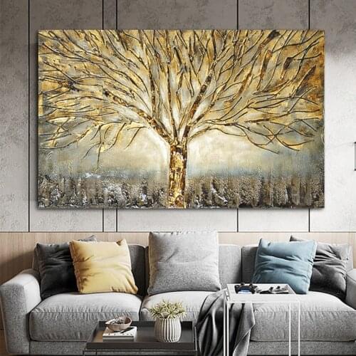 RELIABLI ART Gold Tree Poster Canvas Painting Abstract Pictures For Home Wall Art For Living Room Decoration Posters And Prints