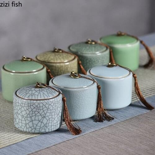Ceramic Tea Caddy Sealed Jar Storage Tank Tea Box Tea Organizer Candy Jar Tea Container Food Container Decorative Jars Tea Can