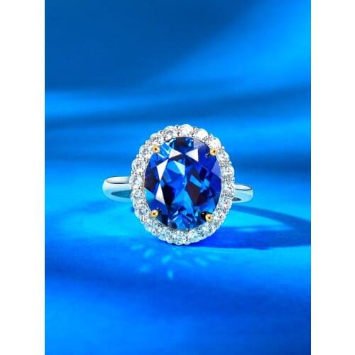 Jewelry S925 Sterling Silver With Certificate Princess Cut Rings，Sapphire synthesis Gemstone Rings for Women， Wedding，Party