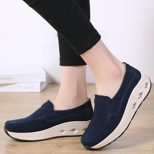 Leather yao yao xie Female 2021 Spring Style Slip-on Platform Platform Leisure Lazybones' Shoes