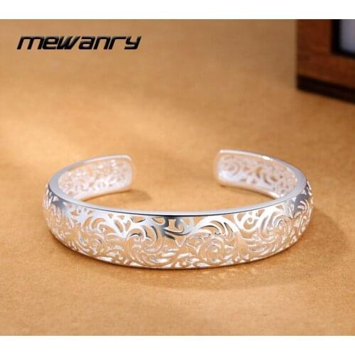 Mewanry 925 Sterling Silver Pattern Hollow Vintage Bracelet New Fashion Design Holiday Party Jewelry Birthday Gifts for Women