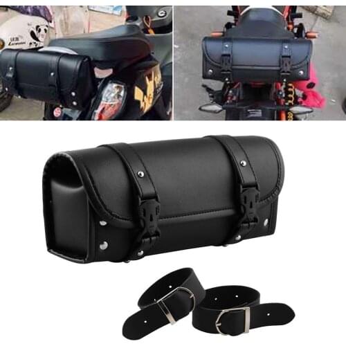 Motorcycle Bag Saddle bag PU Leather Front Fork Tail Handlebar Tool Bags with Adjustable Straps Waterproof