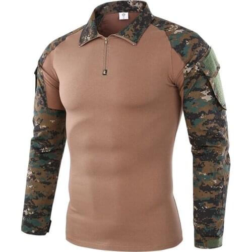 Field Combat Training Camo Long Sleeve Tactical Shirt Men Army Military Camping Hiking Hunting Camouflage Uniform Frog Shirt 5XL
