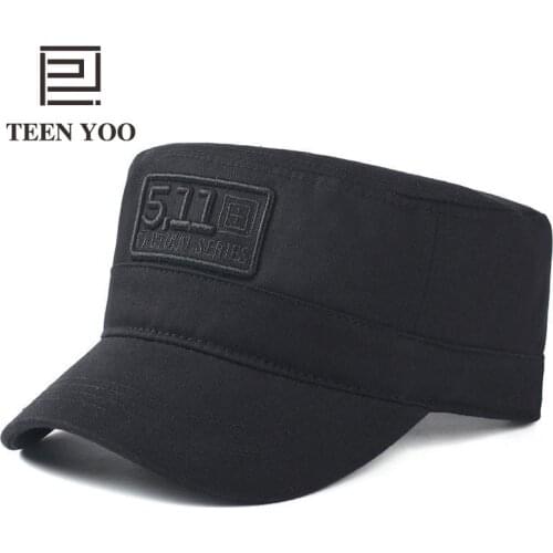 Korean Military Cap Cotton Embroidery Letter Windbreak Sun Protection Flat Top Hat Elderly Men Women Leisure Outdoor Sport Caps
