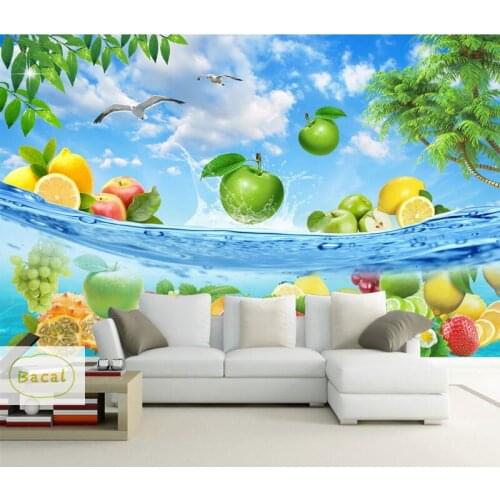 Bacal Custom Modern Fruits Vegetables Mural Wall Sticker Kitchen 3D wallpaper mural Wallpaper Heat Resistance DIY Home Decor