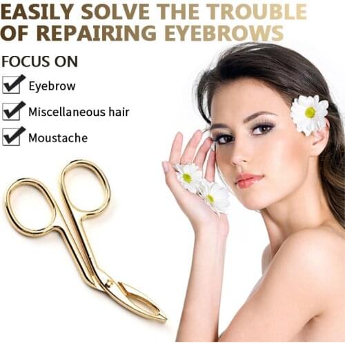 Eyebrow Scissors Stainless Steel Elbow Eyebrow Pliers Clip Eyebrow Eyelash Hair Remover Tool Makeup Accessories No Rust