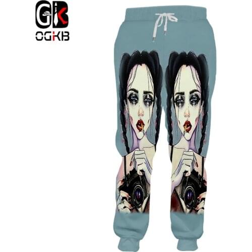 OGKB 2018 New Harajuk Unisex Hiphop Sportswear Track Pants Women/men Funny Print Smoking Camera Girl 3D Sweatpants Casual Jogger